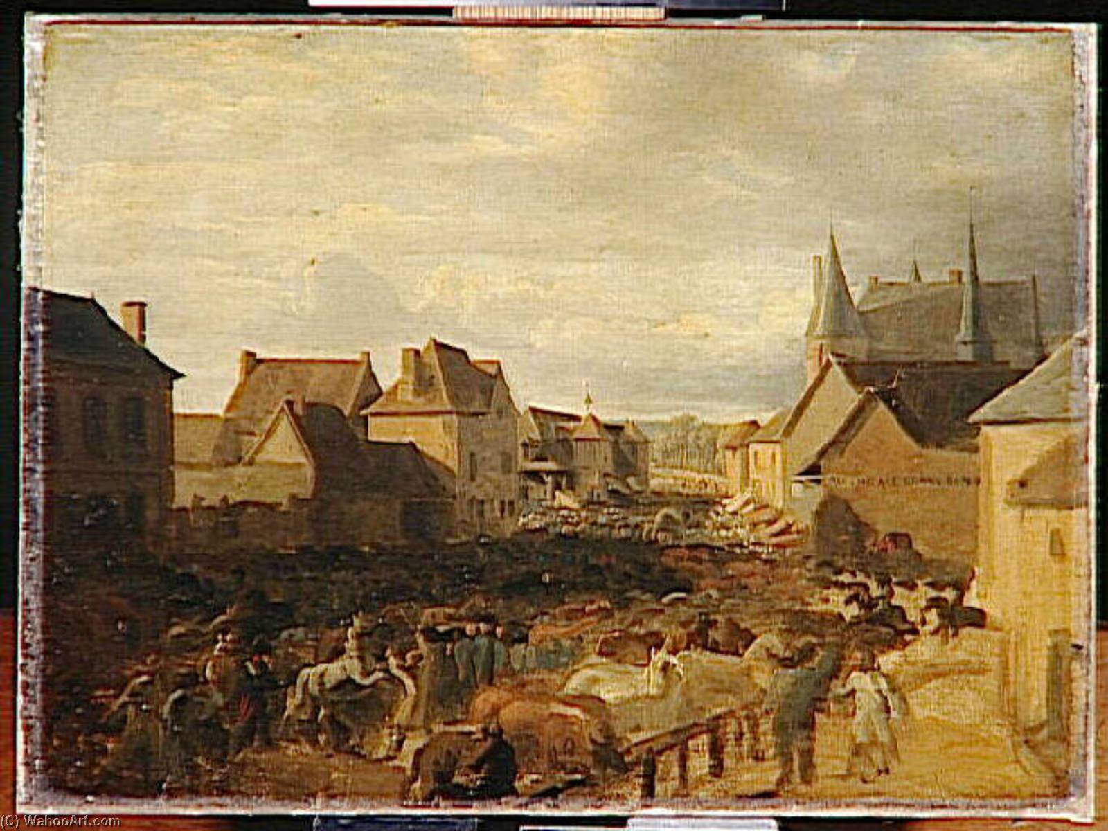 Marché Aux Chevaux Dans Un Bourg Normand — Auguste Xavier Leprince