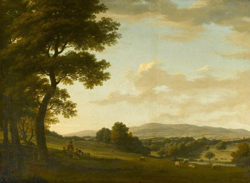 An Extensive Landscape With Figures By A Tree And A Distant Town — Nicholas Thomas Dall
