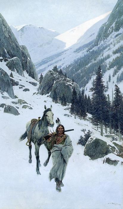 Through The Pass, Winter — Henry F Farny