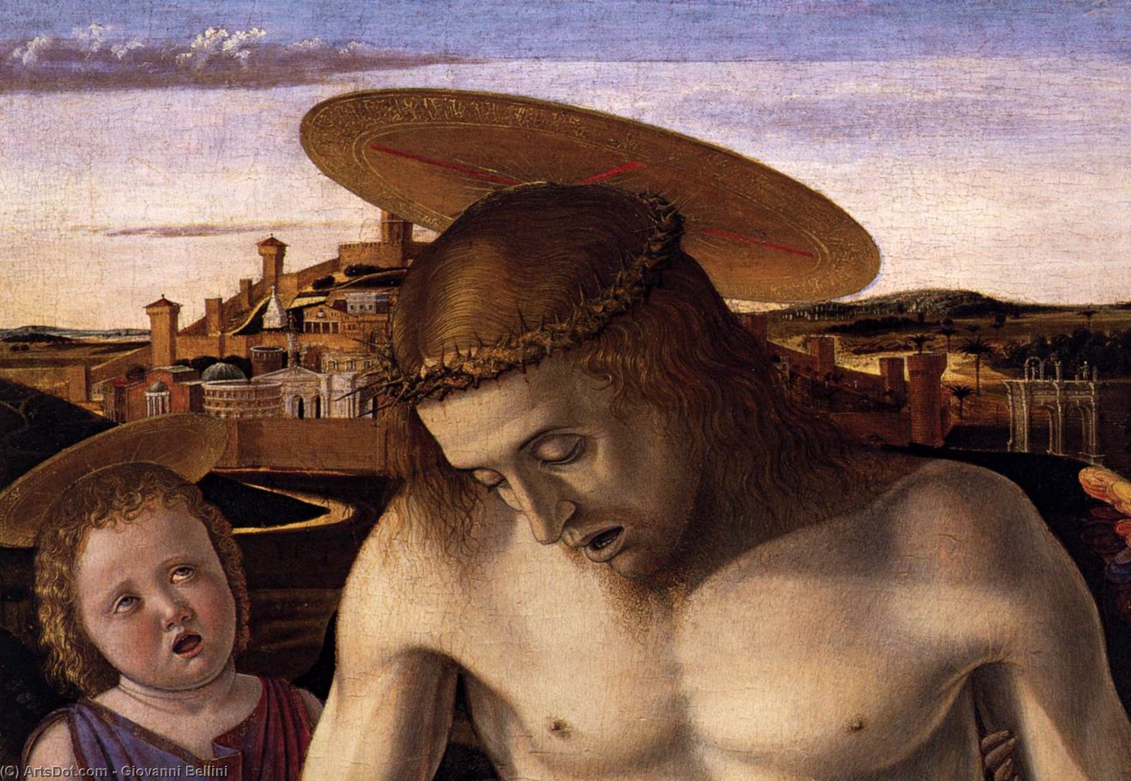 Dead Christ Supported By Two Angels (detail) — Giovanni Bellini