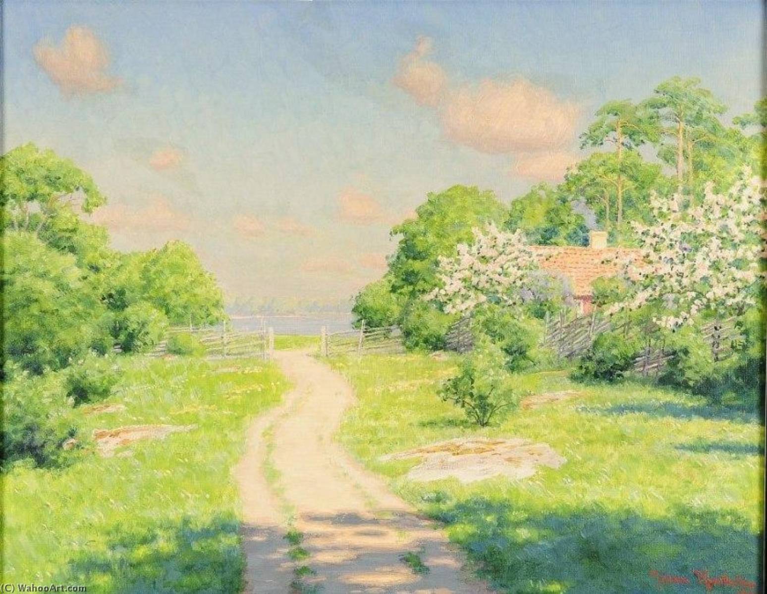 House With Flowering Trees — Johan Krouthén