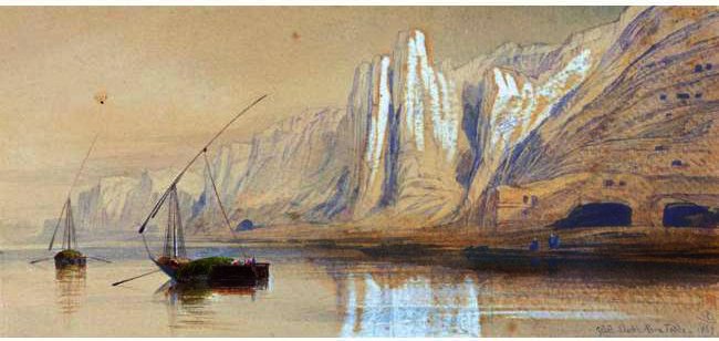 Dhows On The Nile At Gebel Sheikh Abou Fodde, Egypt — Edward Lear