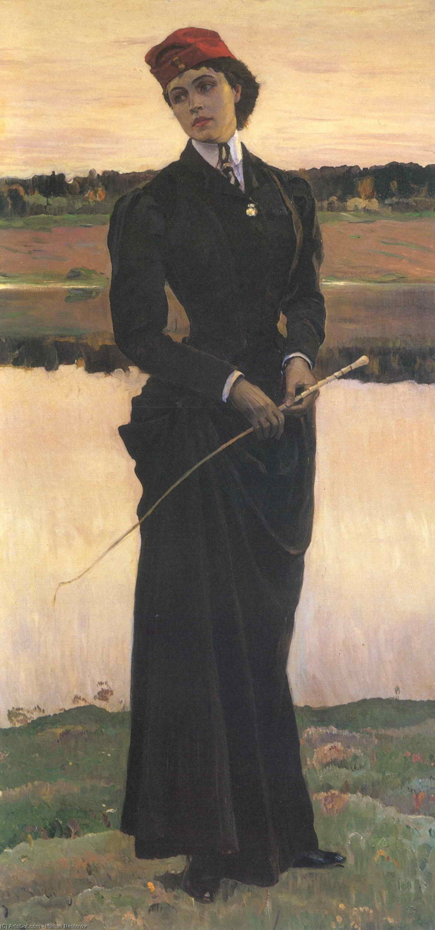 Portrait Of Olga Nesterova (woman In A Riding Habit) — Mikhail Nesterov
