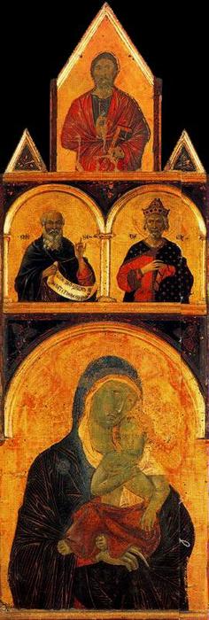 La Virgen Y El Niño Con Santos, Profetas Y Ángeles 1 — Duccio Di Buoninsegna