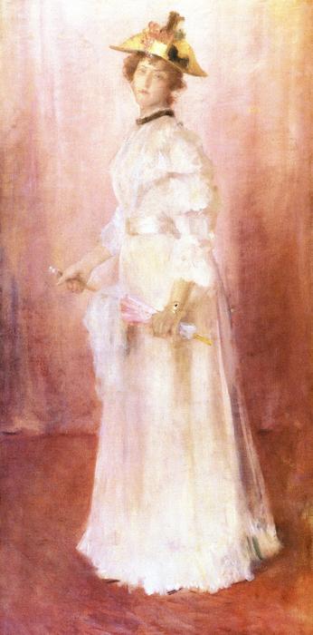 Portrait Of A Lady Against Pink Ground (also Known As Miss Virginia Gerson) — William Merritt Chase