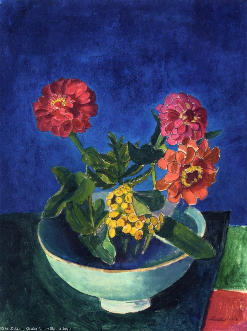Zinnias In A Bowl — チャールズ・シーラー