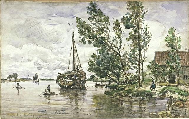 A Boat Of Hay On The Maas At Dordrecht — Johan Barthold Jongkind