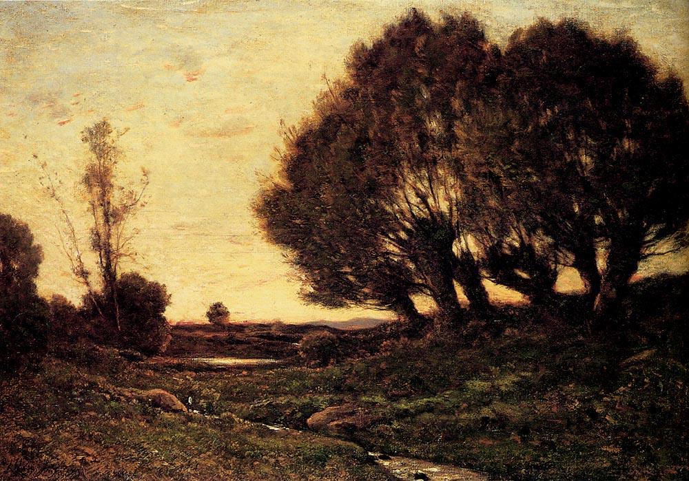 A Wooded Landscape With A Stream — Henri-joseph Harpignies