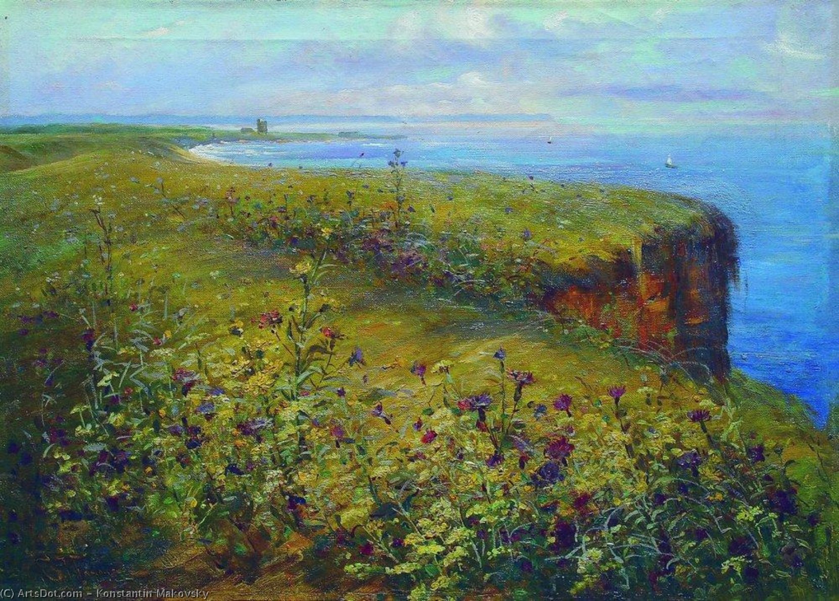 Landscape (sea And Flowers) — Konstantin Yegorovich Makovsky