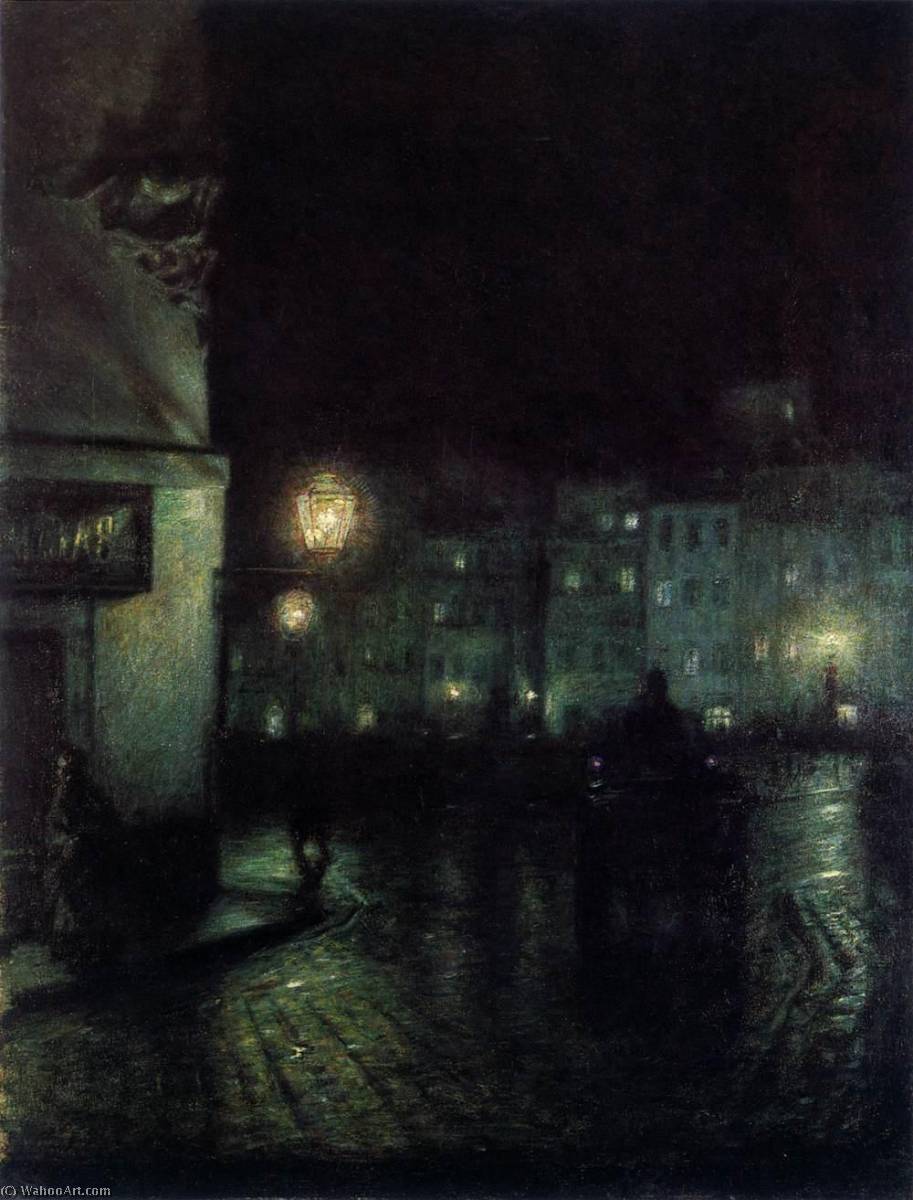 The Old City Market, Warsaw, At Night — Józef Pankiewicz