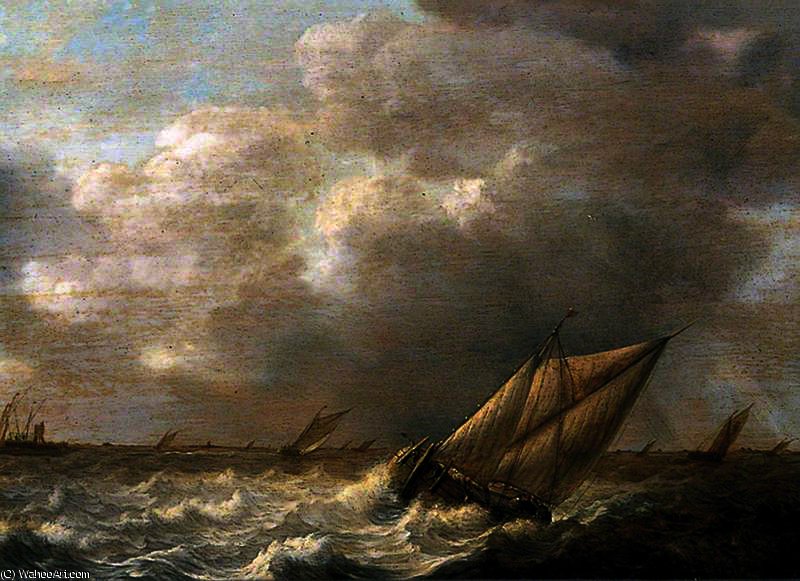Seascape With Galliots — Абрахам Хендрикс Ван Бэйерен
