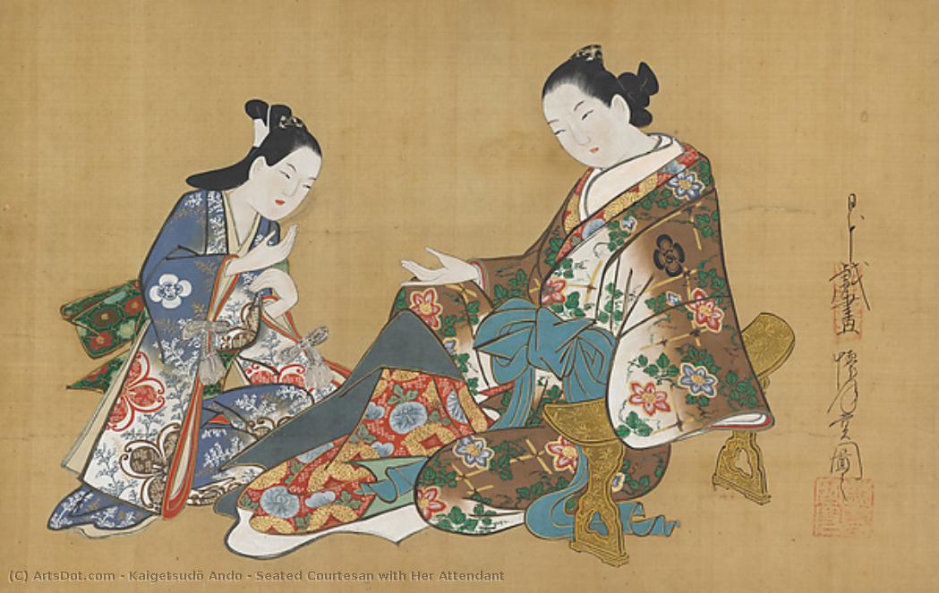 Seated Courtesan With Her Attendant — Kaigetsudō Ando