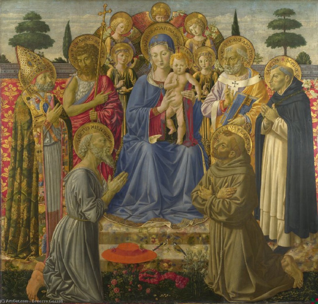 The Virgin And Child Enthroned Among Angels And Saints — Benozzo Gozzoli