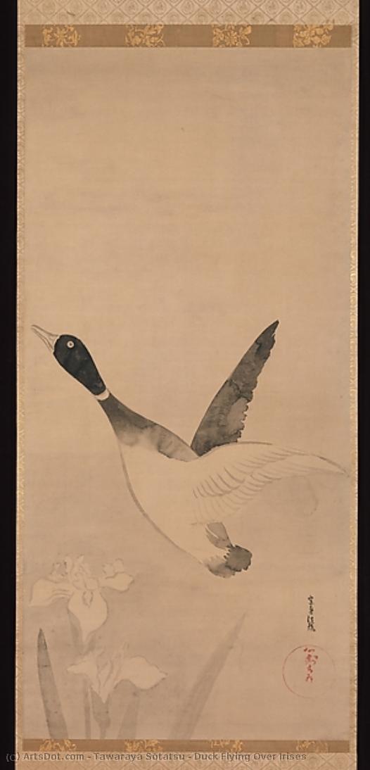 Duck Flying Over Irises — Tawaraya Sōtatsu