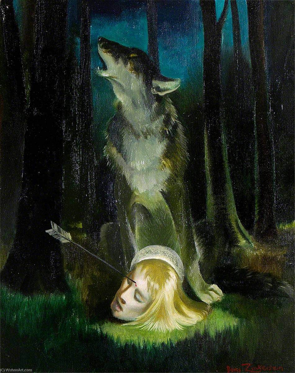 Wolf Guarding The Head Of St Edmund — Doris Clare Zinkeisen