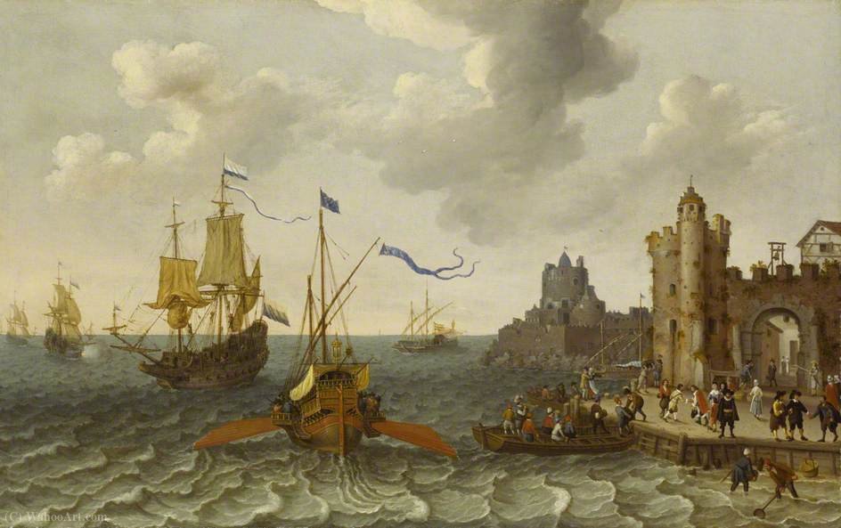 A French Galley And Dutch Men-of-war Off A Port — Abraham Willaerts