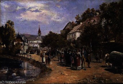 Procession In A Village Street In Austria — Johann Hamza
