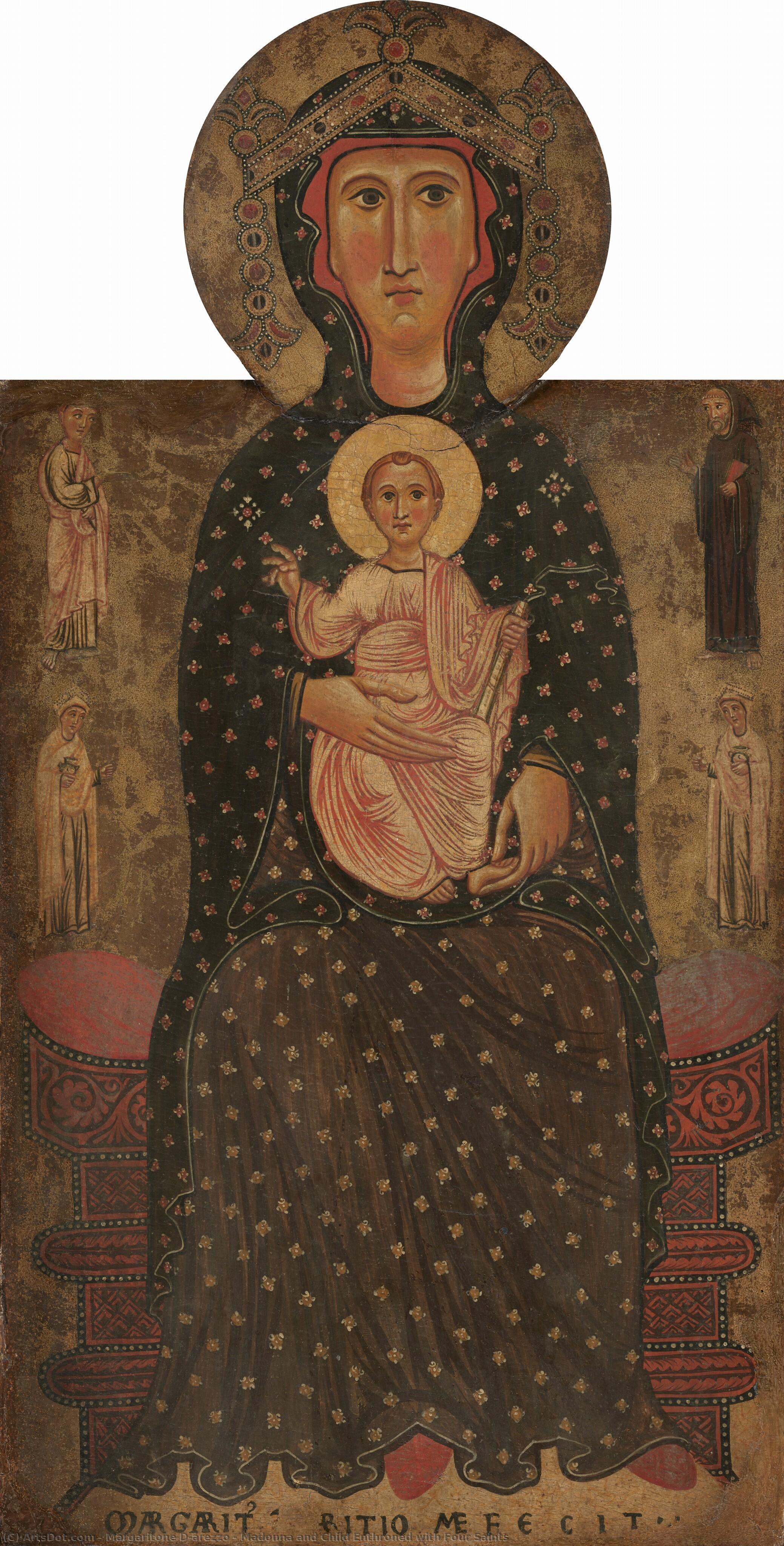 Madonna And Child Enthroned With Four Saints — Margarito Or Margaritone Da Arezzo