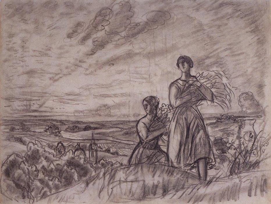 Summer Landscape With Women — Boris Mikhailovich Kustodiev