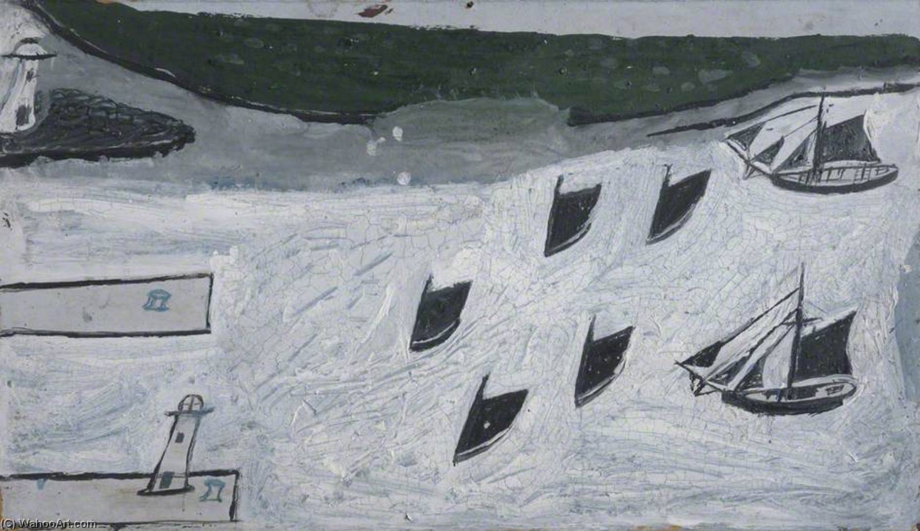 Seven Boats Entering Harbour — Alfred Wallis