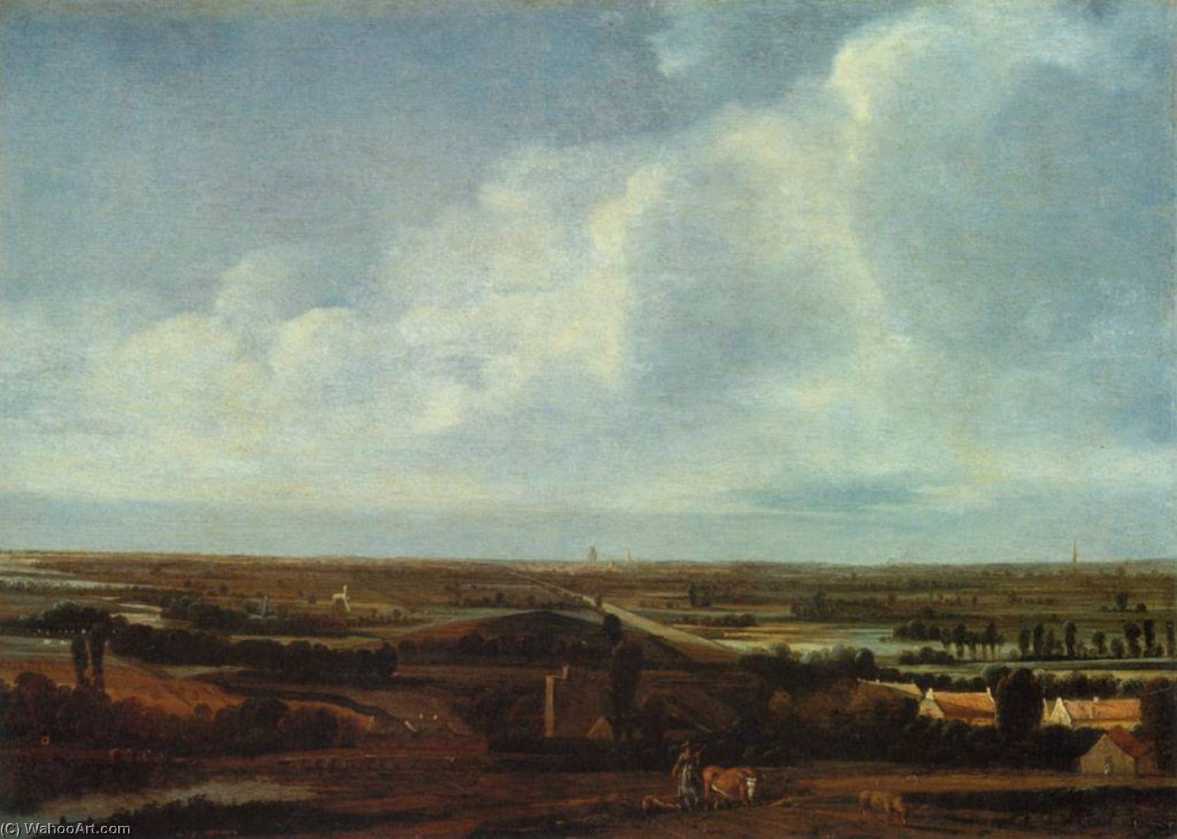 Flat Landscape With A Town In The Distance — Joris Abrahamsz. Van Der Haagen