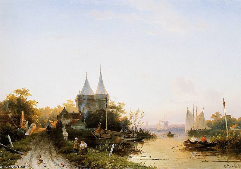 Summer River Landscape Sun — Charles Henri Joseph Leickert