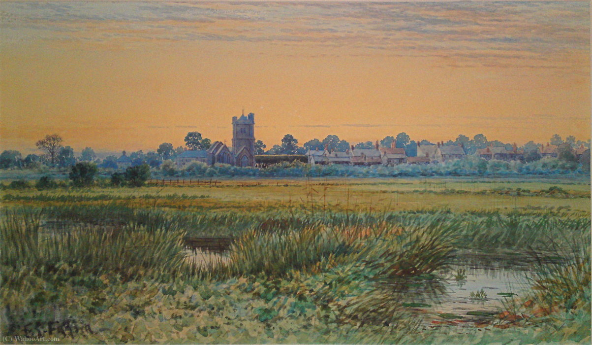 Sunset Over River And Village — Robert Winter Fraser