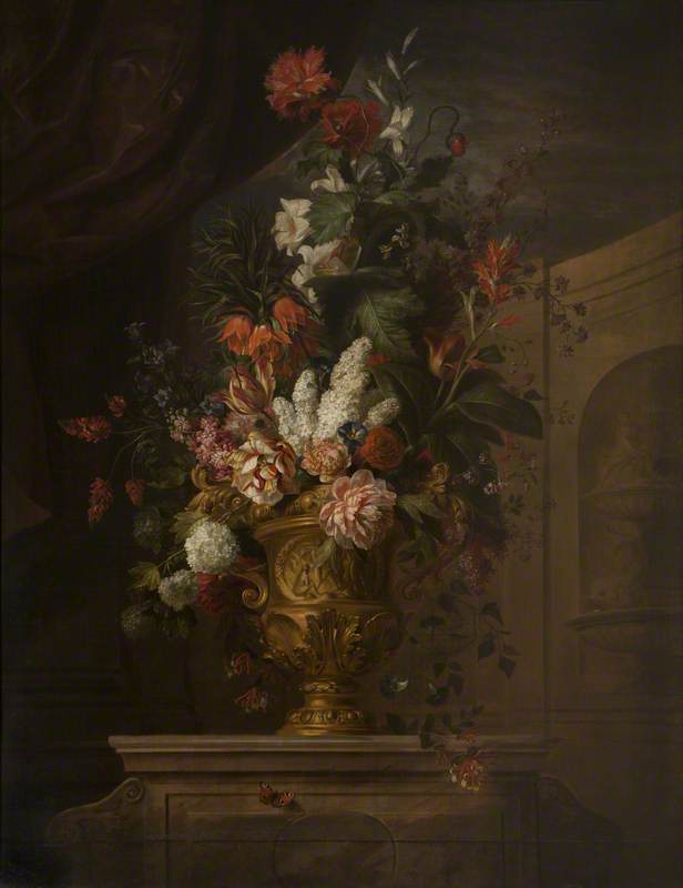 Flowers In A Sculpted Vase — Jakab Bogdány
