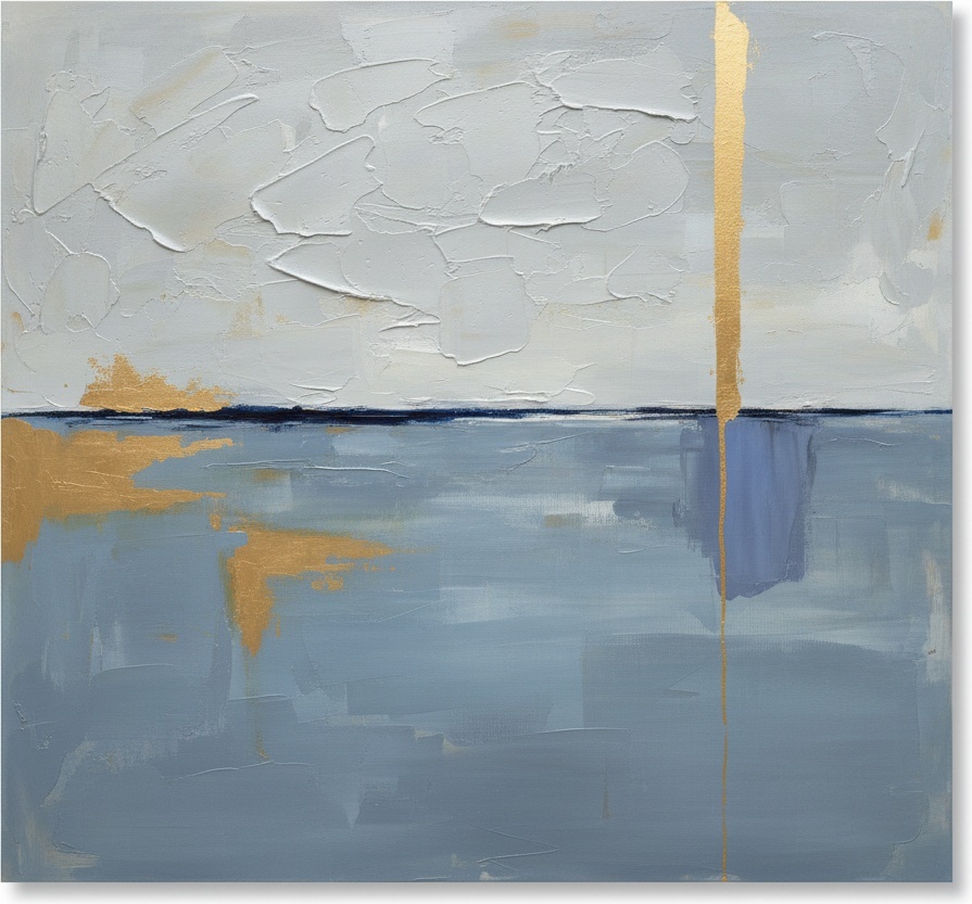 Golden Horizon: A Monumental Study In Ethereal Light And Sculptural White Impasto — Laurent Fabre