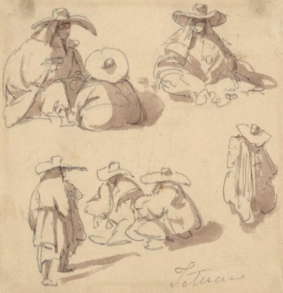 Sketches Of Seated Moorish Women — David Roberts