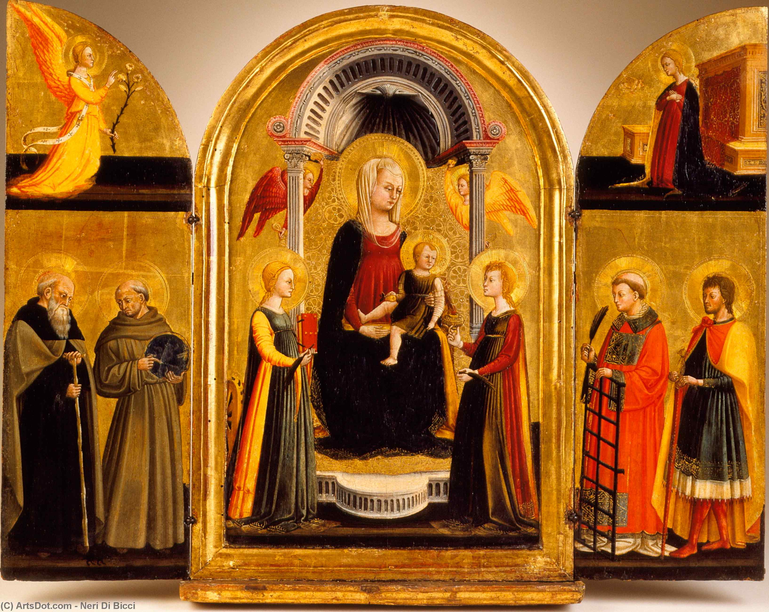 Triptych Of The Madonna And Child With Saints — Bicci Di Neri