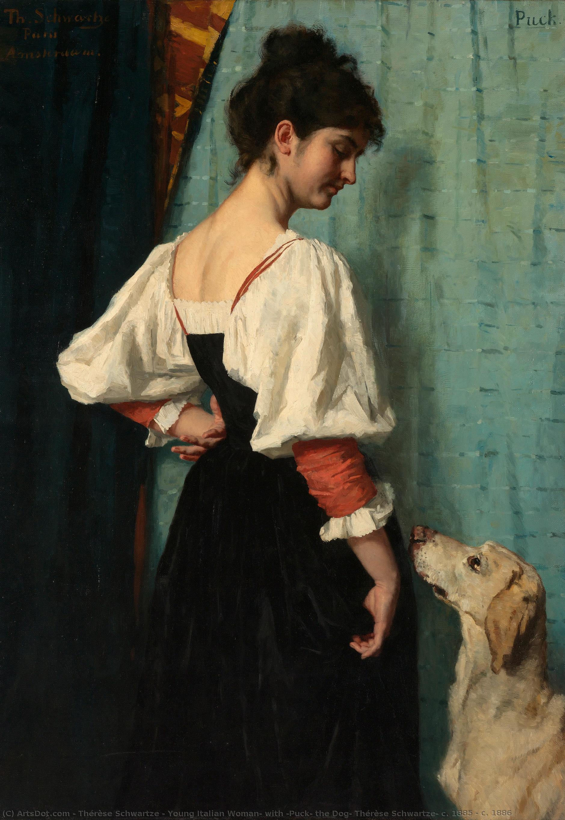Young Italian Woman, With ‘puck’ The Dog, Thérèse Schwartze, C. 1885 - C. 1886 — Thérèse Schwartze