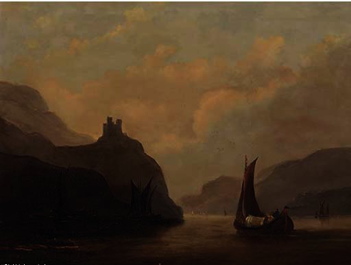 Vessels On A Tranquil Estuary — Джон Уилсон Кармайкл