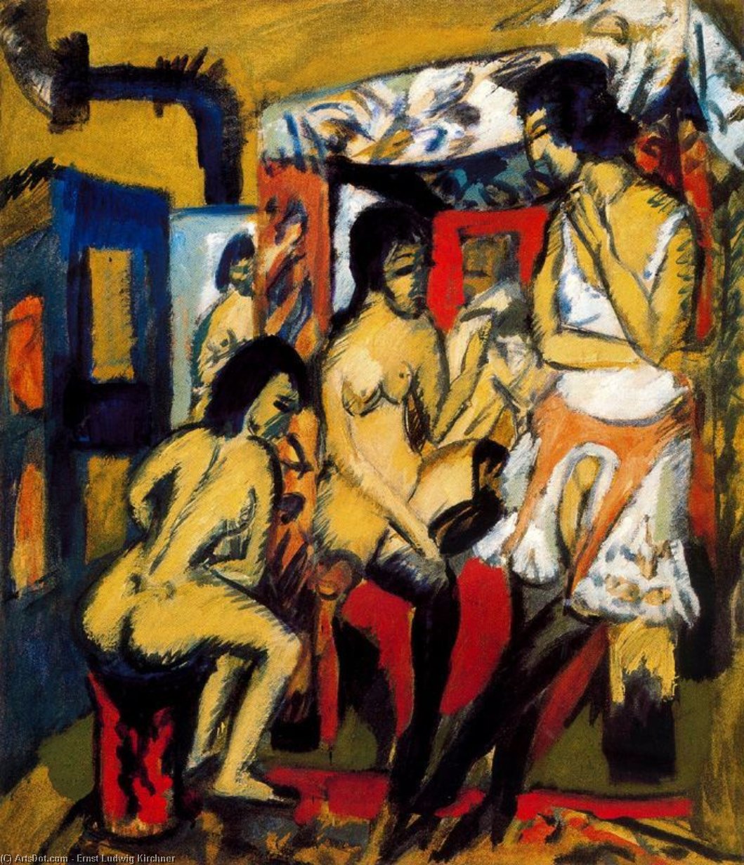 Three Models (nude In The Studio) — Ernst Ludwig Kirchner
