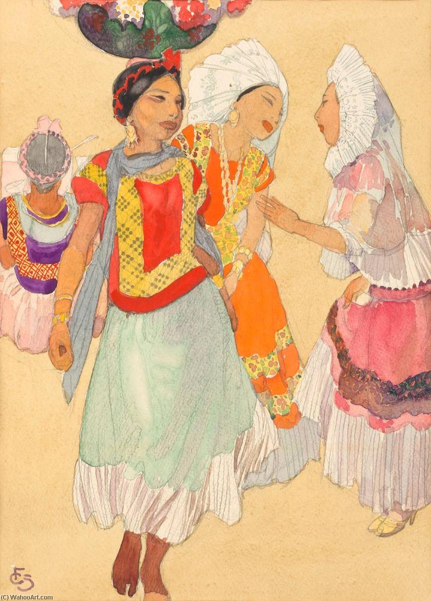 Women In Regional Costume, Tehuanas — Carl Folke Sahlin