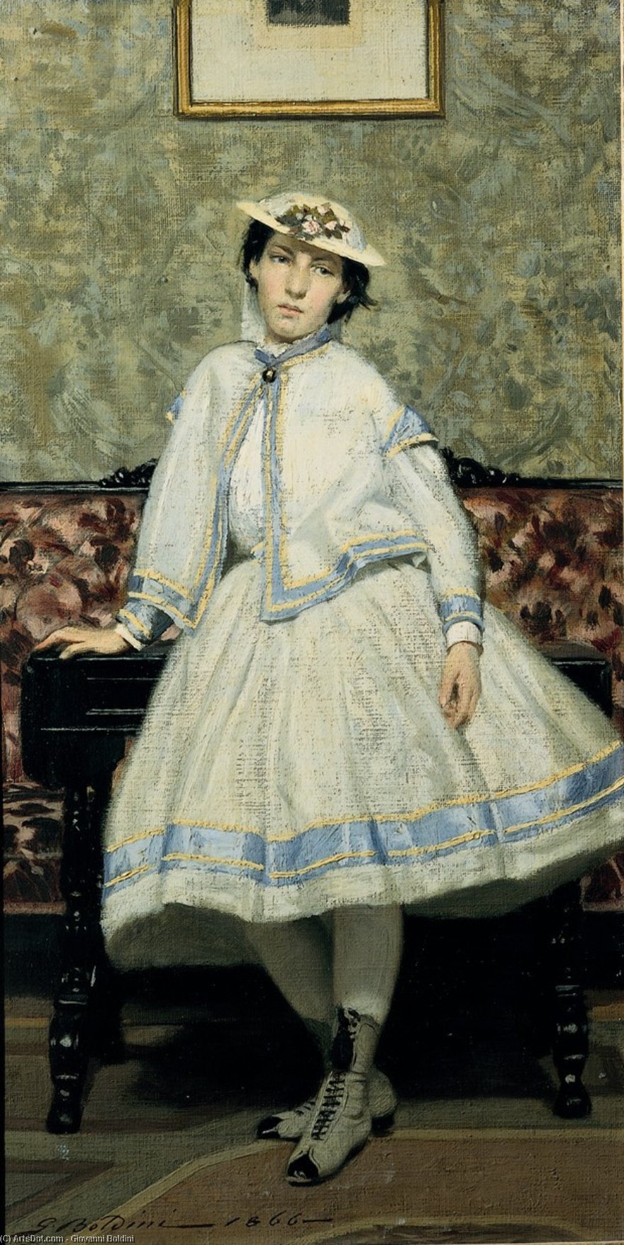 Portrait Of Alaide Banti In White Dress — Giovanni Boldini