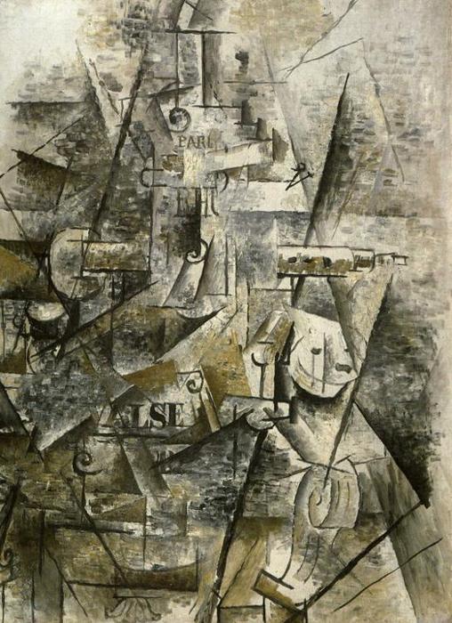 Klarinette Und Flasche Rum Auf Einem Kaminsims — Georges Braque