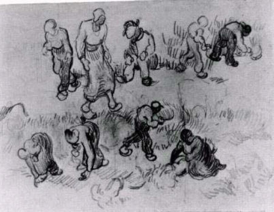 Sheet With Numerous Sketches Of Working People — Vincent Willem Van Gogh