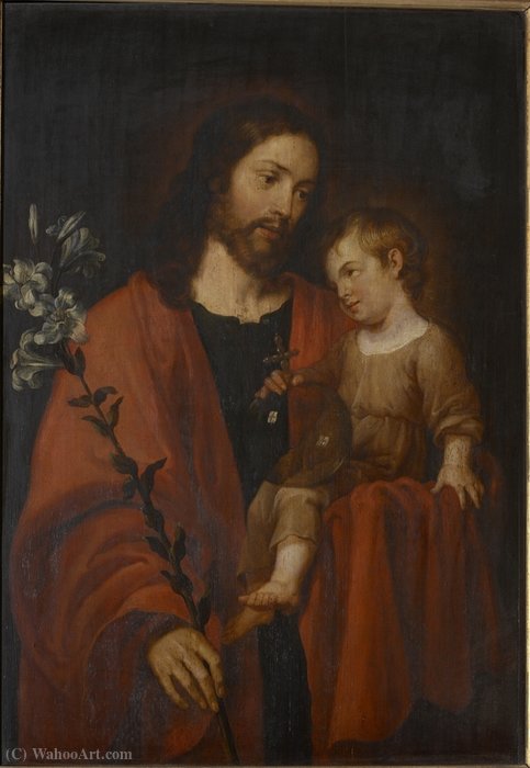 St Joseph Carrying The Child Jesus On The Left Arm — Pieter Van Lint