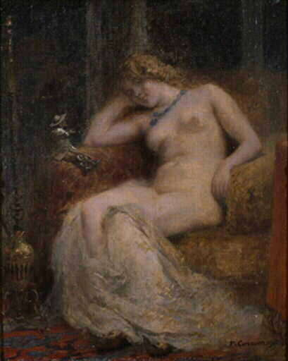 Gulliver Chez Les Géantes Femme Nue Assise Sur Un Divan — Fernand-anne Piestre Dit Cormon