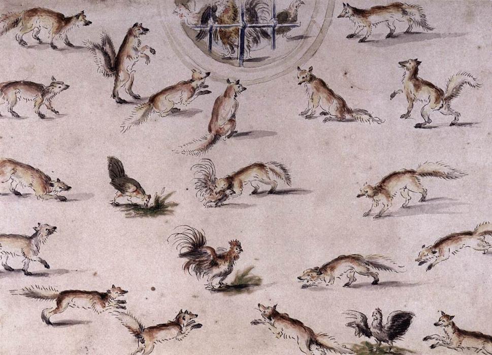 Study For A Wall Decoration With Foxes And Chickens — Lucas Cranach The Younger