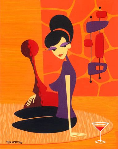 Game Girl Portrait In Tangerine — Josh Agle