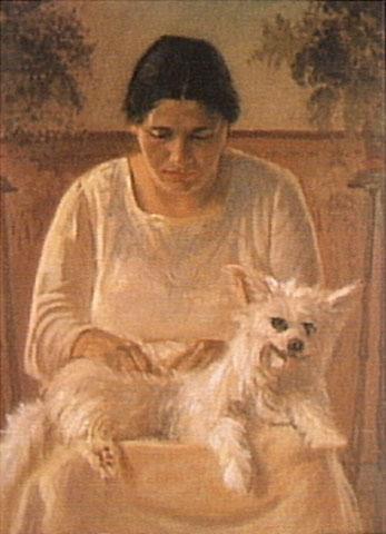 Portrait Of Hanna Anderson With A Dog — Alfredo Andersen