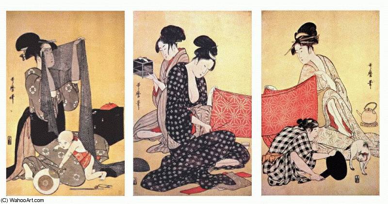 Women Making Dresses — Kitagawa Utamaro