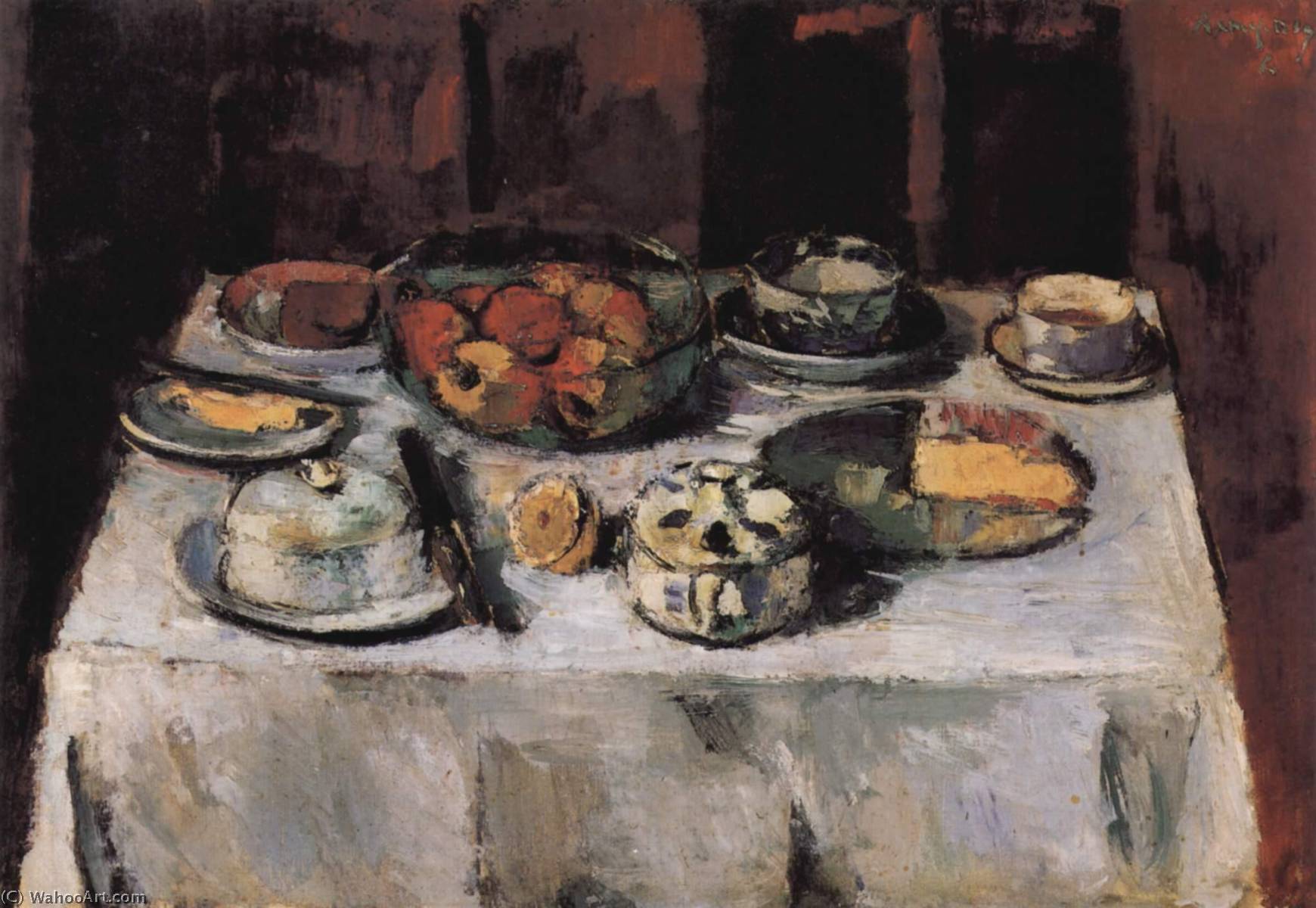German Gedeckter Tisch, Stilleben — Anton Faistauer