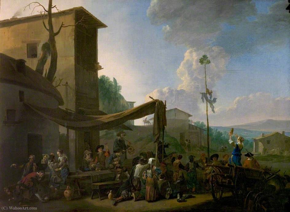 A Village Festival, Peasants Merrymaking Outside An Inn — Johannes Lingelbach