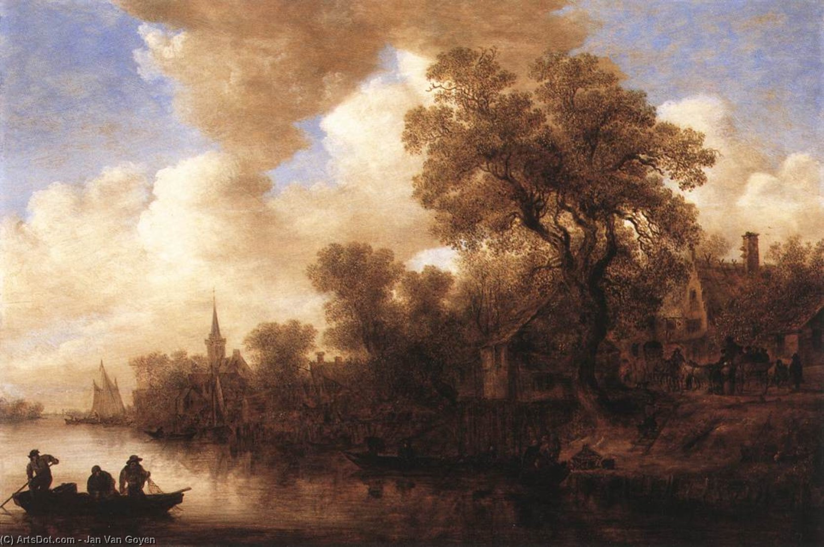 Flusslandschaft Mit Windmühle Und Ruine — Jan Van Goyen