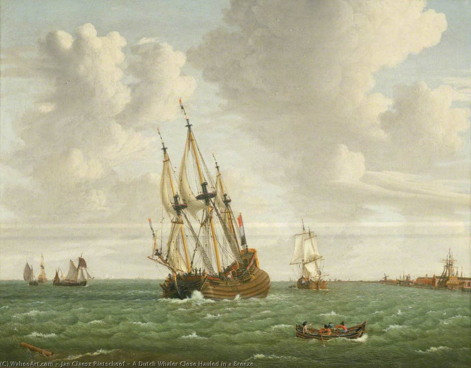 A Dutch Whaler Close Hauled In A Breeze — Jan Claesz Rietschoof