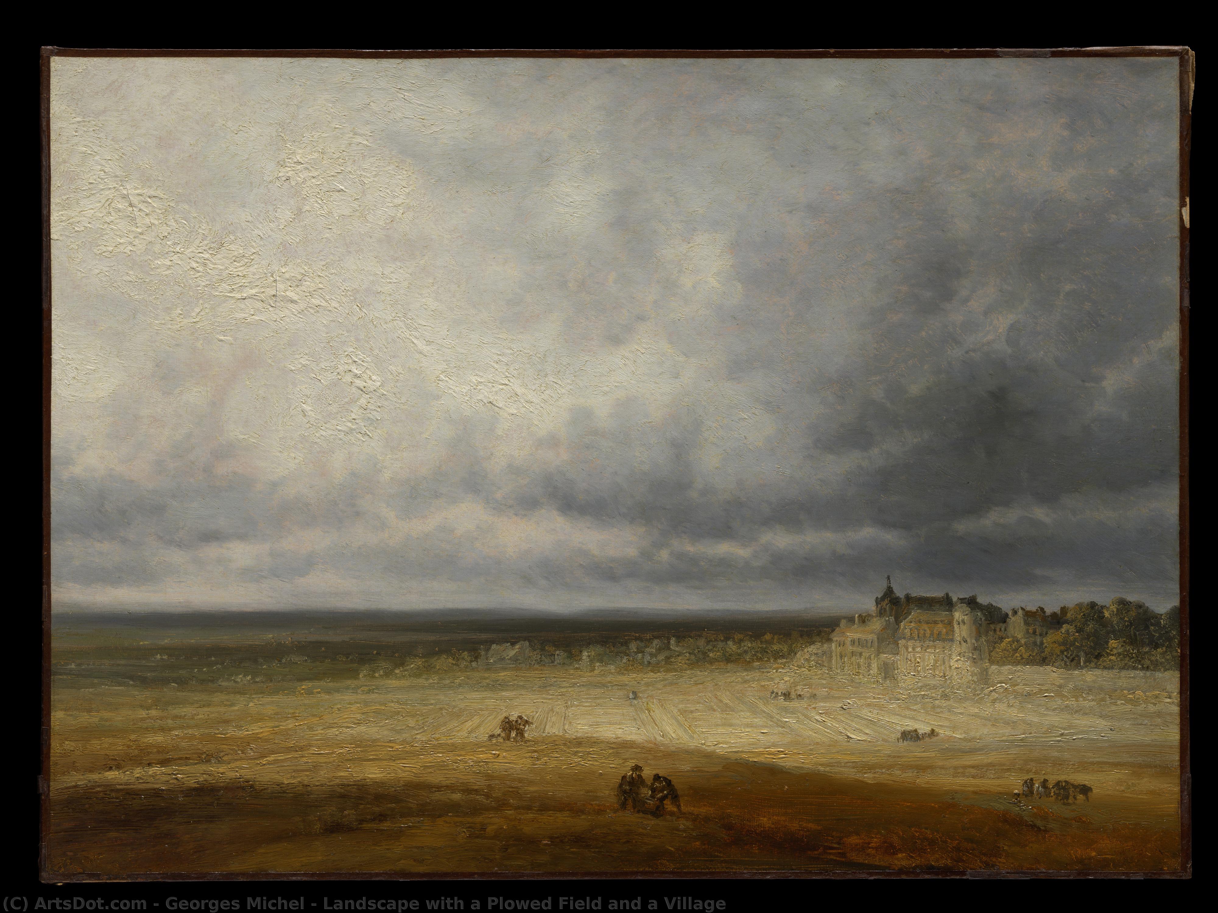 Landscape With A Plowed Field And A Village — Georges Michel