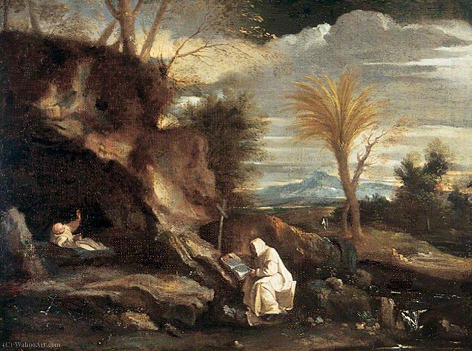 Rocky Landscape With Two Carthusian Monks — ピエトロ・フランチェスコ・モーラ